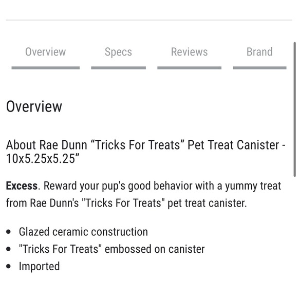 RAE DUNN 🐾 NEW! “Trick For Treats” Ceramic Pet Treat Container - Picture 2 of 2